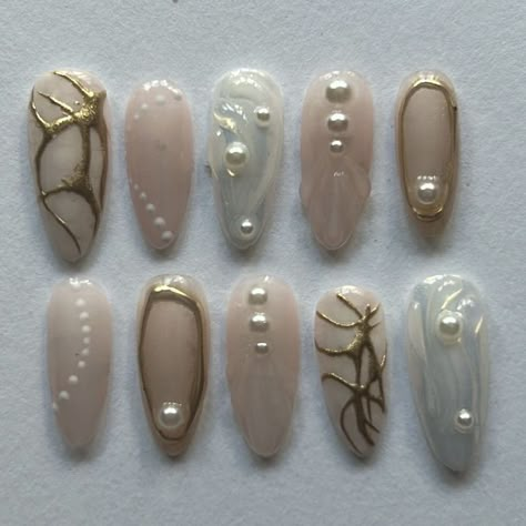 Prom 2024, Edgy Nails, Grunge Nails, Minimal Nails, Simple Acrylic Nails, Pretty Gel Nails, Pearl Nails, Soft Nails, Silver Nails