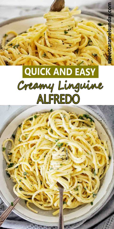 Linguine Recipes Easy, Fettucini Alfredo Recipe, Linguine Alfredo, Chicken Linguine, Linguini Pasta, Fettucini Alfredo, Classic Italian Pasta, Easy Pasta Recipe, Linguine Recipes