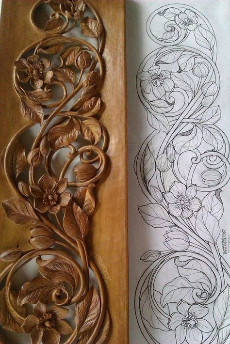 Hantverk Diy, Woodworking Patterns, Chip Carving, Wood Carving Designs, Wood Carving Patterns, Carving Designs, Wood Carving Art, Woodworking Skills, Woodworking Projects Plans