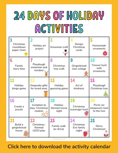 School Holidays Activities, How Many Days Until Christmas, Christmas Activities For Kids At Home, Christmas Tasks For Kids, Christmas Daily Activities, 25 Days Of Christmas Ideas For Kids, Classroom Advent Calendar, December Activities For Kids, Advent Calendar Activities For Kids