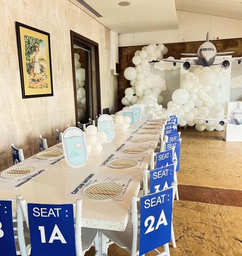 Captain Upgrade Party, Flight Attendant Birthday Theme, Flight Party Theme, Plane Party Decorations, Pilot Themed Bachelorette Party, Plane Party Ideas, Airplane Graduation Party, Airline Theme Party Ideas, Airline Party Theme