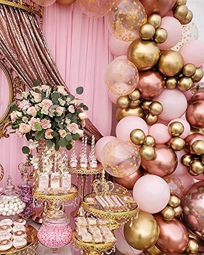 PRICES MAY VARY. Title: BParty 100Pcs PinK Rose Gold Balloon Garland Arch Kit PinK Rose Gold Confetti Chrome Gold Latex Balloons for Birthday Baby Shower Wedding Graduation Party Decorations (Chrome PinK). Product Type: Arborist Merchandising Root > Self Service > Special Features Stores > caa5e178-c039-41b4-8bfd-0b01485bbef9_0 > caa5e178-c039-41b4-8bfd-0b01485bbef9_9401 > Baby Shower Princess Backdrop, Balloon Arch Wedding, Quinceanera Pink, White Garland, Gold Party Decorations, Rose Gold Confetti, Rose Gold Balloons, Gold Birthday Party, Rose Gold Party