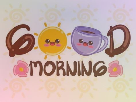 Good Morning Illustration Art, Good Morning Stickers, Simple Good Morning, Beautiful Morning Pictures, Good Morning Baby, Good Morning Cartoon, Good Morning Breakfast, Cute Good Morning Images, Heart Vector