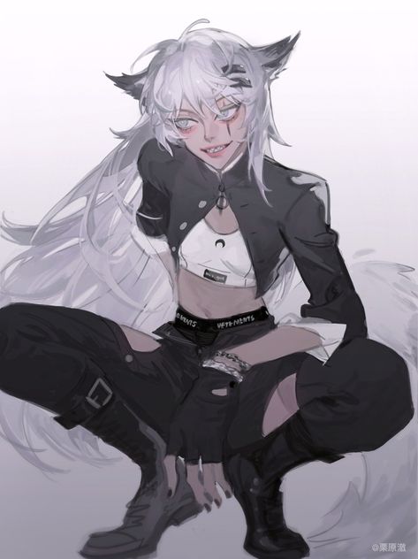 Werewolf Girl, Wolf Girl, Anime Wolf, Anime Oc, Dnd Characters, White Hair, Character Concept, Anime Fanart, Anime Character