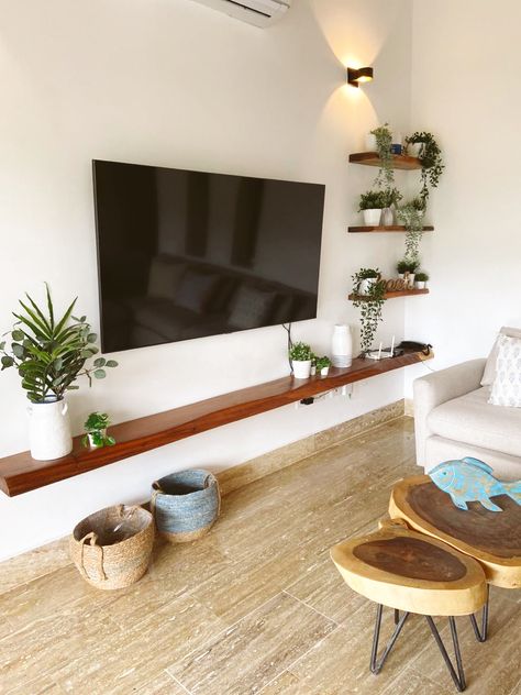 Tv Wall Side Shelves, Shelf Under Wall Mounted Tv, Small Wall Mounted Tv Unit, Tv On A Shelf, Long Floating Shelf Under Tv, Wooden Floating Shelf Under Tv, Tv Under Floating Shelf, Wall Mount Tv With Floating Shelves, Shelf Under Tv On Wall Living Room