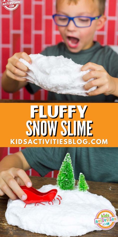 Today we have a really fun snow slime recipe. Snow slime is great for kids of all ages and has a squishy stretchy unique texture. Making snow slime is the perfect holiday activity or a fun idea any time of year that kids want to play with snow no matter the temperature outside. Holiday Slime For Kids, New Years Slime For Kids, Snow Recipes For Kids, Christmas Slime Recipe, Snow Themed Crafts For Kids, Snow Science Experiments For Kids, Winter Food Activities For Kids, Winter Party Activities For Kids, Make Snow For Kids