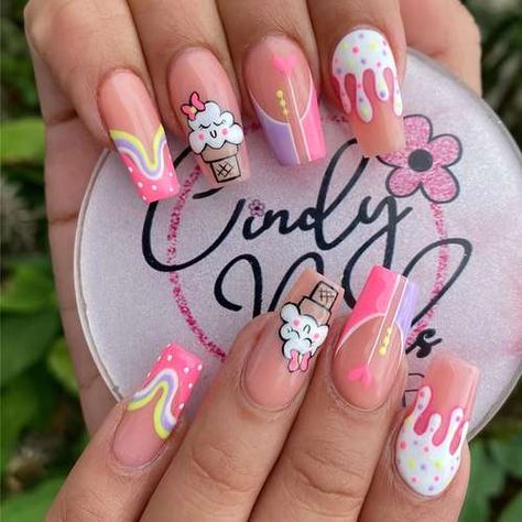 Ice Cream Nails, Chic Nail Art, Ice Cream Design, Summer Manicure, Cream Nails, Nail Forms, Easter Nails, Birthday Nails, Fabulous Nails