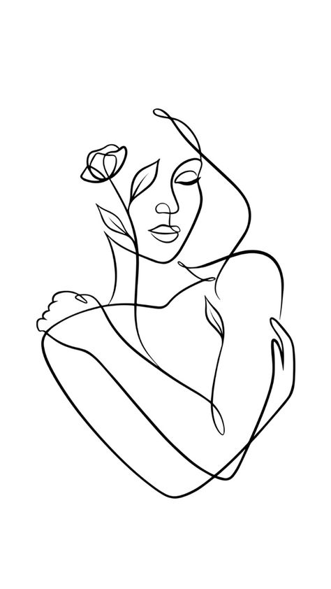 Feminine Line Art, Art Abstrait Ligne, Self Love Tattoo, Idee Cricut, Single Line Drawing, Line Art Tattoos, Line Art Design, Doodle Art Designs, Abstract Line Art