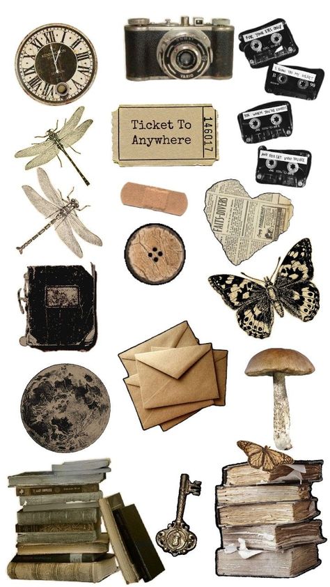 Aesthetic For Journal Printable, Shiver Book Aesthetic, Scrapbook Design Printables Aesthetic, Sticker For Scrapbook Printable, Brown Aesthetic Design For Scrapbook, Design For Scrapbook Vintage, Design In Scrapbook, Dark Academia Scrapbook Ideas, Vintage Design For Journal