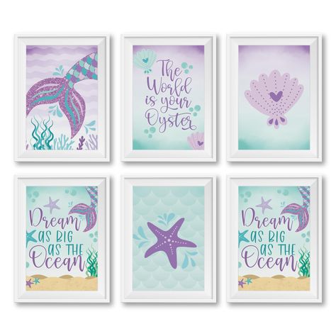 Purple Mermaid Bedroom, Under The Sea Girls Bedroom, Mermaid Bedroom Ideas Kids, Mermaid Toddler Room, Mermaid Room Ideas, Under The Sea Nursery Girly, Mermaid Kids Room, Mermaid Nursery Theme, Mermaid Bedroom Ideas