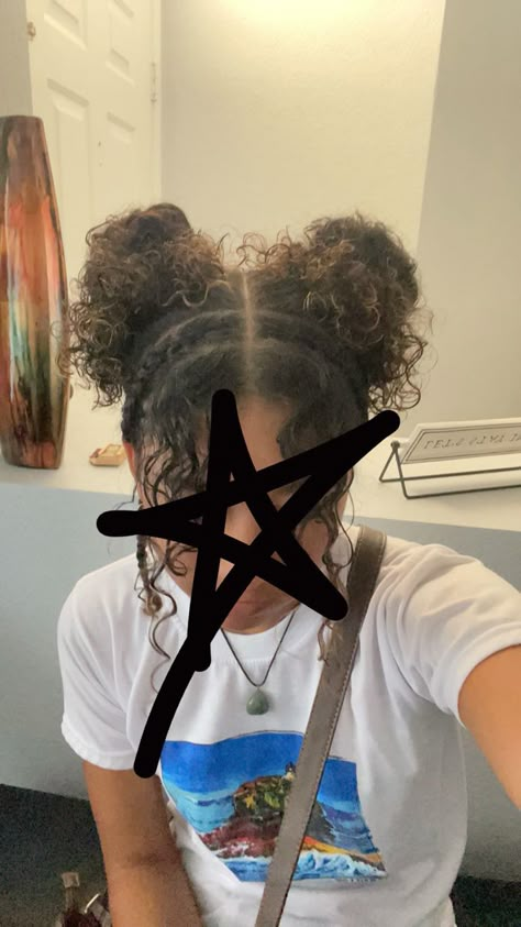 Space Buns Updo, Space Buns Coily Hair, High Space Buns Curly Hair, 2 Space Buns Curly Hair, Cute Space Buns Hairstyles, Box Braid Space Buns, Two Space Buns Black Women, Space Buns And Braids, Space Buns With Curly Hair