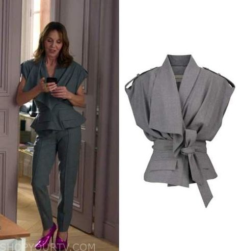 Sylvie (Emily in Paris) Fashion, Clothes, Style and Wardrobe worn on TV Shows | Shop Your TV Emily In Paris Outfits Sylvie, Sylvie Emily In Paris, Emily In Paris Outfits Inspiration, Emily In Paris Sylvie, Emily In Paris Style, Emily In Paris Fashion, Emily In Paris Outfits, Trench Vest, Black And White Suit