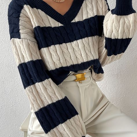 Faster shipping. Better service Tops Fall Outfits, Elegantes Outfit Frau, Casual Pullover Sweater, Lantern Sleeve Sweater, Pullover Mode, Drop Shoulder Sweater, Pullover Outfit, Custom Made Clothing, Drop Shoulder Sweaters