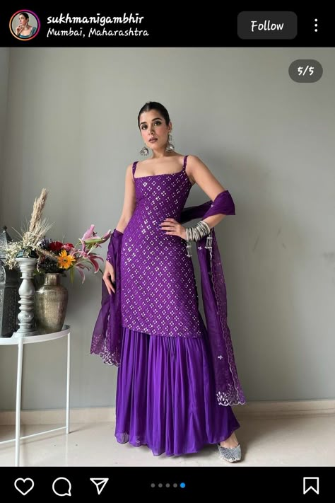 Purple Sharara Outfit, Diwali Outfit Aesthetic, Diwali Outfit Inspo For Women, Purple Kurti Outfits, Diwali Outfit Ideas For Women 2023, Aesthetic Party Outfits Night, Diwali Fits, Diwali Dress Ideas, Diwali Outfit Ideas For Women