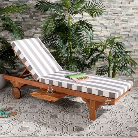 Safavieh Newport Outdoor Modern Chaise Lounge Chair with Cushion - Walmart.com - Walmart.com Modern Chaise Lounge, Pallet Garden Furniture, Outdoor Chaise Lounge Chair, Backyard Furniture, Chair Outdoor, Pallet Garden, Pool Furniture, Chaise Lounges, Outdoor Chaise