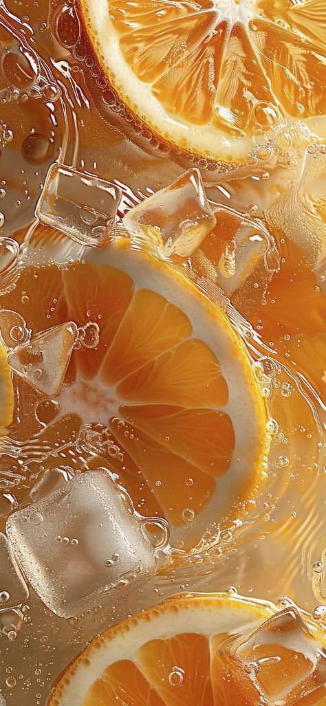 Cute Orange Background Aesthetic, Orange Water Aesthetic, Fruits In Water Wallpaper, Fresh Water Aesthetic, Fresh Food Photography, Natural Food Photography, Fruit In Water Wallpaper, Orange Things Aesthetic, Vitality Aesthetic