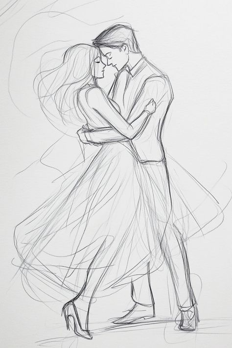 Romantic Couple Poses Drawing Dancing Couple Dance Sketch, Couple Dancing Drawing Romantic, Slow Dancing Drawing, Drawing Couple Poses Art Reference, Couple Dancing Drawing Reference, Dancing Poses Drawing Couple, Dancing Couple Drawing, Dancing Drawing Reference, Couple Dancing Drawing