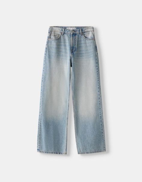 Baggy Pants Women, Bershka Jeans, Baggy Jean, Light Flare, Checked Trousers, Jean Flare, Jumpsuit Jacket, Jeans Light, Flared Jeans