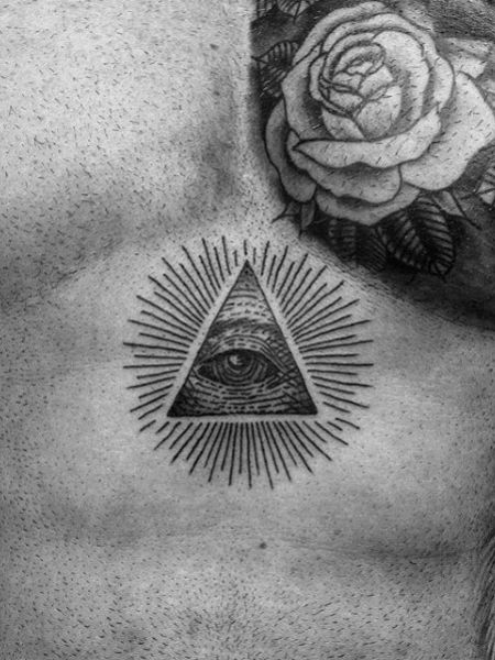 Eye Of Providence Tattoo, Japanese Forearm Tattoo, Providence Tattoo, Eye Tattoo Meaning, Eye Tattoos, Triangle Eye, Tattoo Chest, Evil Eye Tattoo, The Trend Spotter