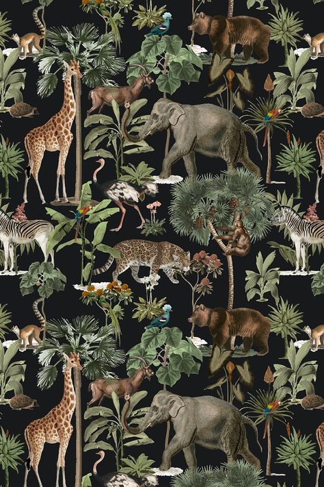 Jungle pattern background vector wild animals | premium image by rawpixel.com / pangrum Wild Animals Illustration, Tree Jungle, Wildlife Wallpaper, Wild Animal Wallpaper, Background Psd, Jungle Pattern, Free Illustration Images, Wildlife Prints, Jungle Wallpaper