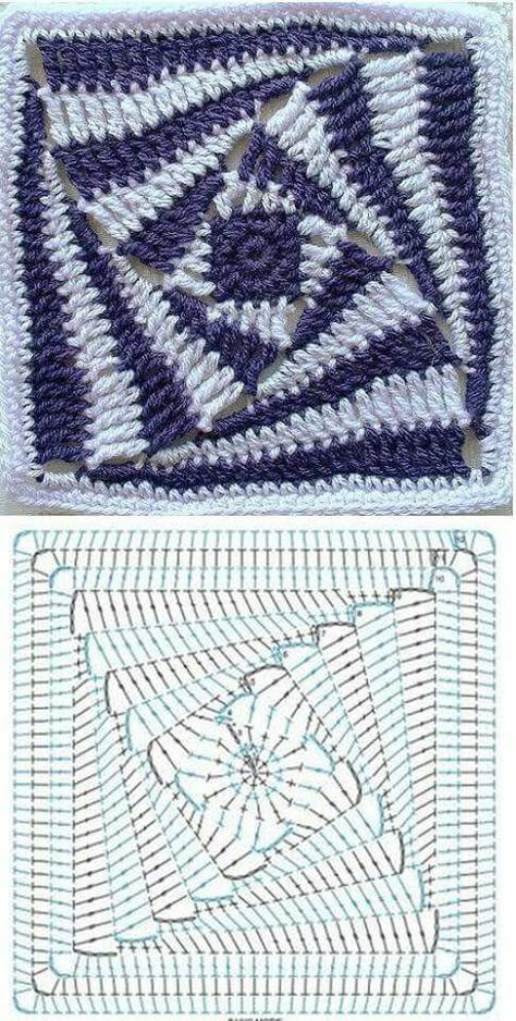 Granny Square Crochet Patterns Free, Mode Crochet, Crochet Design Pattern, Crochet Square Patterns, Granny Squares Pattern, Granny Square Crochet Pattern, Square Patterns, Crochet Square, Crochet Diagram