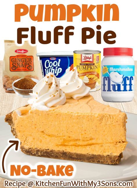 No Bake Pumpkin Fluff Pie, Ginger Snap Pie Crust Pumpkin Pie, Whipped Pumpkin Pie Recipe, Pumpkin Fluff Pie Recipe, Pumpkin Fluff Pie, Cinnabon Recipe, Pumpkin Cream Pie, Pumpkin Fluff, Whipped Pumpkin