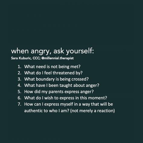 Sara Kuburic, MA, CCC on Instagram: “Anger is not a *bad* emotion. It’s often times a very appropriate emotion. However, most of us haven’t been given permission to be angry…” Quotes For Anger Issues, Quotes About Anger Issues, Using Anger As Motivation, Anger Management Quotes, Having Anger Issues Quotes, Healthy Anger, Releasing Anger Affirmations, Anger Quotes, How To Control Anger