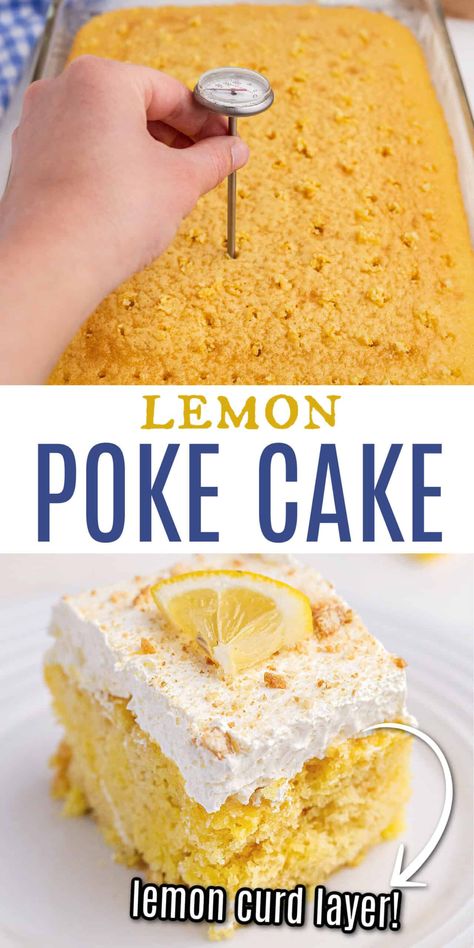 Lemon Frosting Recipes, Jello Parfait, Lemon Poke Cake, Lemon Sweets, Lemon Cake Mix Recipe, Cauliflower Chowder, Cake With Mascarpone, Poke Cake Lemon, Lemon Lush