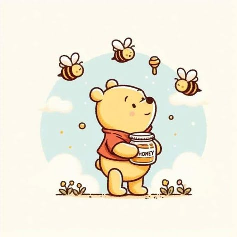 Baby Disney Characters Drawings, Cute Winnie The Pooh Drawings, Cute Bee Wallpaper, Winnie Pooh Bebe, Winnie The Pooh Bees, Baby Pooh Bear, Winnie Phoo, Winnie The Pooh Background, Pooh Bebe