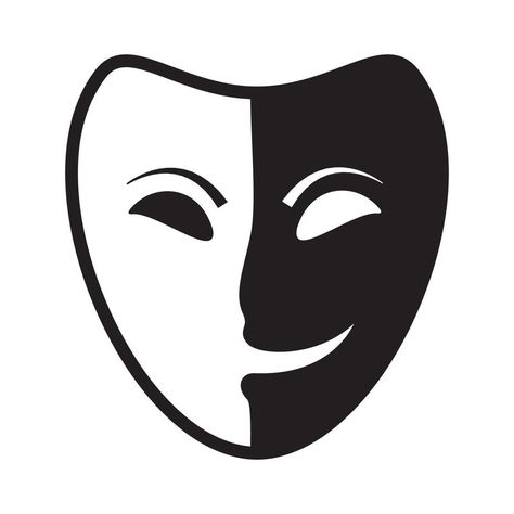 mask dark face theater logo symbol vector icon illustration design Theatre Symbol, Theatre Faces, Theatre Logo, Mask Logo, Face Tats, Dark Face, Boys Pic, Theatre Masks, Gamer Pics