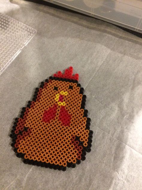 Hama bead chicken magnet Chicken Hama Beads, Chicken Magnet, Hama Bead, Perler Bead Ideas, Cute Animal Drawings Kawaii, Chicken Legs, Bead Ideas, Chicken Nuggets, Cute Animal Drawings