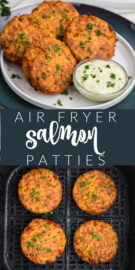 Air Fried Salmon Cakes, Salmon Patties Without Breadcrumbs, Air Fryer Salmon Croquettes Recipe, Air Fryer Salmon Cakes Recipe, Salmon Patty Air Fryer Recipes, Salmon Patties Recipe Air Fryer, Tuna Patty Air Fryer, Low Calorie Salmon Patties, Air Fryer Salmon Pattie’s