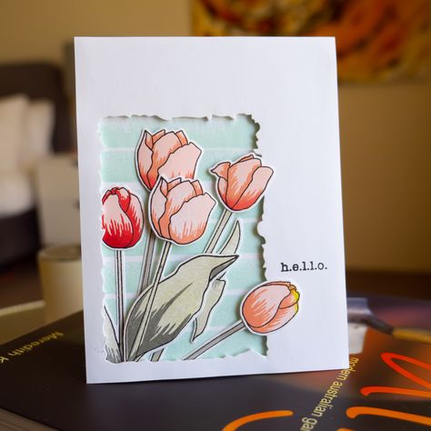 Tulip Card, It's Tuesday, Tulips Card, Penny Black Stamps, Altenew Cards, Card Making Templates, Floral Card, Beautiful Handmade Cards, Card Making Inspiration