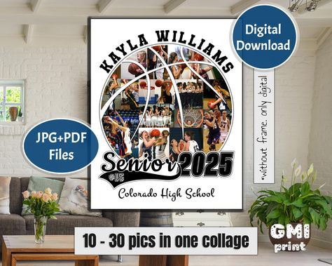 Senior Night Gifts Basketball, Collage Sport, Basketball Senior Night Gifts, High School Senior Gifts, Basketball Senior Night, Memories Photo, Football Highlights, Senior Night Gifts, Foto Collage