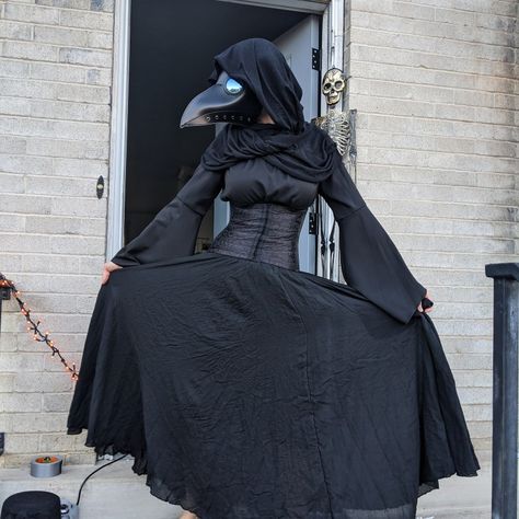 2020 costume cosplay halloween plague doctor corset black dress Pleg Doctor Cosplay, Plague Doctor Halloween Costume Female, Plague Doctor Cloak, Pink Plague Doctor Costume, Plague Doctor Cosplay Female, Plague Doctor Accessories, Halloween Plague Doctor, Plague Doctor Girlfriends, Plague Halloween Costume