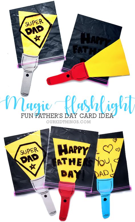 Father’s Day Magic Flashlight Card with Free Printable Template Father's Day Crafts from Kids Fathers Day Presents From Kids, Kids Crafts Fathers Day, Fathers Day Flashlight Saying, Father’s Day Gift From Student, Diy Cards Fathers Day, Father’s Day Crafts For Older Kids, Fathers Day Crafts For Elementary Kids, Fathers Day Crafts For Childrens Church, Fathers Day Gifts Ideas From Students