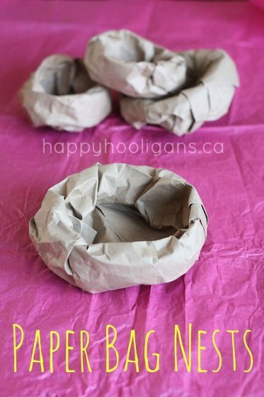 Paper Bag Nests - easy bird nest craft that kids can make from a paper bag.  Great for school projects, bird units, easter chick crafts etc.  Sure way recycle a paper bag too! - Happy Hooligans Nest Craft, Bird Nest Craft, Happy Hooligans, Paper Grocery Bags, Paper Bag Crafts, Spring Preschool, Birds Nest, Bird Crafts, Bird Theme