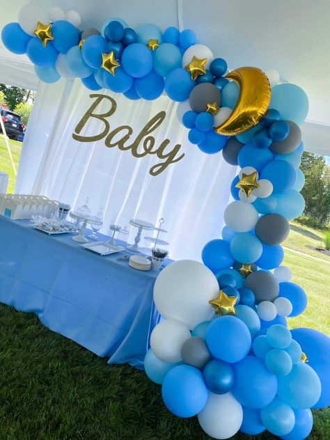 Baby Shower Wall Decorations, Ideas De Baby Shower Decoracion, Moon Balloon Arch, Baby Shower Balloon Ideas, Baby Shower Ideas Decoracion, Baby Shower Decoracion, Baby Shower Decor Ideas, Baby Shower Decoration Ideas, Balloon Walls