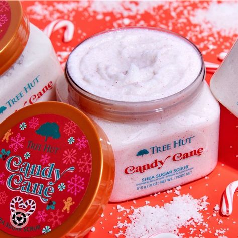 Christmas Tree Hut, Peppermint Tree, Mint Sugar Scrub, Shea Sugar Scrub, Bright Glowing Skin, Christmas Scrubs, Candy Tree, Peppermint Candy Cane, Merry Christmas Tree