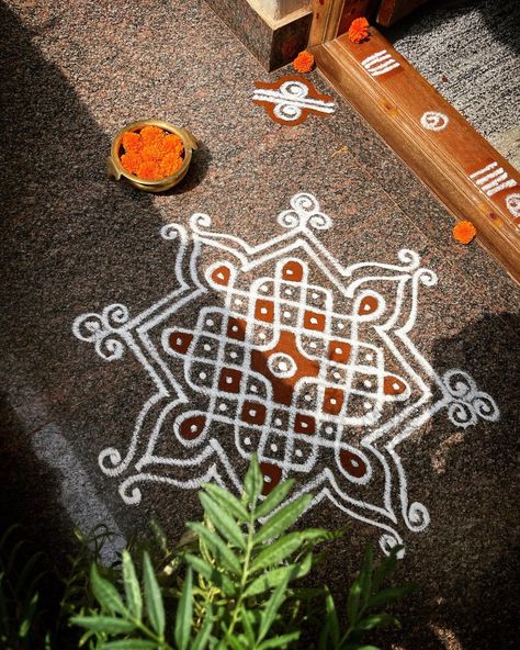 25+ Beautiful Kolam Rangoli Designs Idea For All Festival - Tikli Tamil Kolam Design, Tamil Kolam, Creative Rangoli Designs, Creative Rangoli, Easy Rangoli Designs Videos, Very Easy Rangoli Designs, Rangoli Designs Photos, Rangoli Designs Simple Diwali, Rangoli Simple