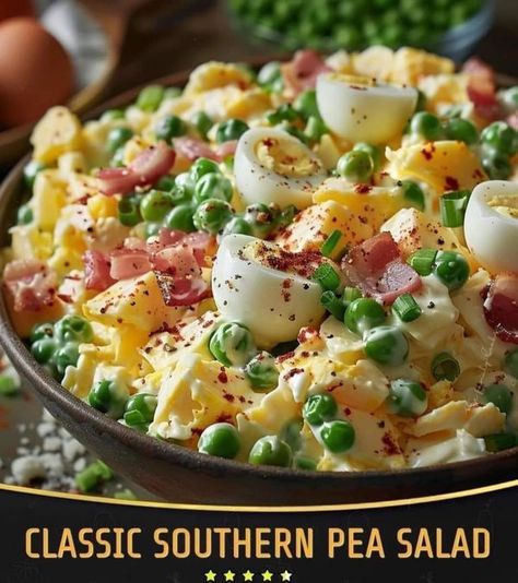 Diabetic Sweets and Snacks | Classic Southern Pea Salad 🥓 | Facebook Southern Pea Salad, Canned Peas, Southern Side Dishes, Carb Free Recipes, Pea Salad Recipes, Chef Gordon Ramsay, Mama Recipe, Salad Dishes, Pea Salad