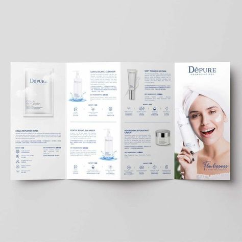 brochure design Beauty Brochures, Brochure Folds, Catalog Design Layout, Brochure Design Layout, Dm Design, Brand Presentation, Leaflet Design, Flyer Layout, Brochure Layout