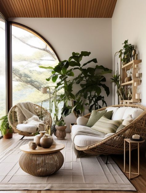 Natural Materials Interior Living Room, Natural Interiors Decor, Bamboo Living Room Furniture, Interior Design Earthy Modern, Natural Architecture Concept, Nuance Natural Interior, Naturalistic Interior Design, Bamboo Furniture Living Room, Bamboo Decor Interior Design