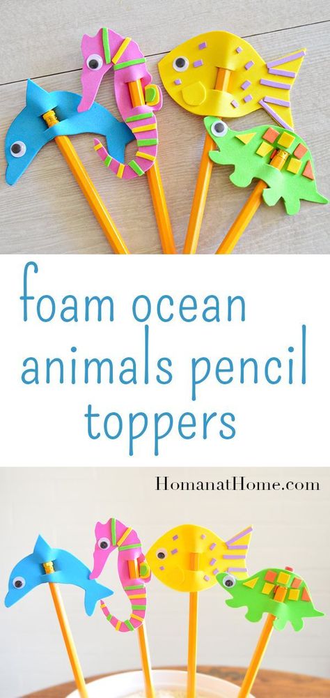 DIY Crafted Gifts: Thoughtful Presents for Every Celebration Craft Useful, Pencil Topper Crafts, Foam Sheet Crafts, Foam Art, Back To School Crafts, Ocean Crafts, Pencil Toppers, Construction Paper, Ocean Creatures