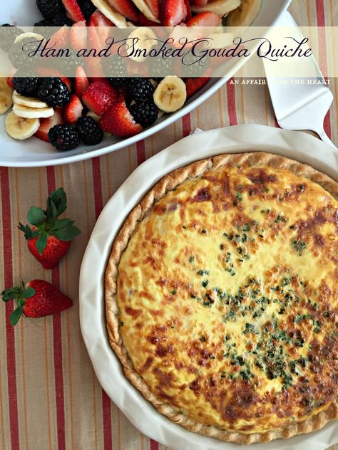 Ham & Smoked Gouda Quiche Yogurt French Toast, Gouda Quiche, Gouda Recipe, Bacon And Cheese Quiche, Ham Quiche, Crescent Breakfast, Delicious Quiche, Blueberry Yogurt, Best Breakfast Casserole