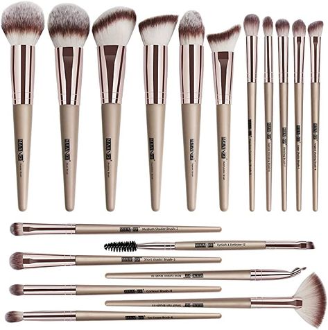 MAANGE Makeup Brushes 18 Pcs Premium Synthetic Makeup Brush Set Professional Eyeshadow Eyebrow Foundation Blush Concealer Face Powder Blending Brushes Kit(Champagne) : Amazon.ca: Beauty & Personal Care Kabuki Makeup, Eye Makeup Application, Makeup Sets, Makeup Brush Kit, Makeup Brush Set Professional, Eye Makeup Brushes, Too Faced Concealer, Professional Makeup Brushes, Eye Concealer