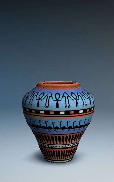 Quest 16: Egyptian Vase Request (4:4) - Payment 400 Egyptian Pottery Ceramics, Egyptian Pottery Designs, Egyptian Ceramics, Egyptian Vase, Egyptian Pottery, Egyptian City, Egyptian Era, Fire Icons, Club Events