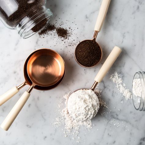 Copper and Ivory Measuring Cups | @giftryapp Measuring Cups Aesthetic, Gaines Kitchen, Cups Aesthetic, Magnolia Kitchen, Copper Measuring Cups, Chip Joanna Gaines, Baking Aesthetic, Bakers Rack, Magnolia Market