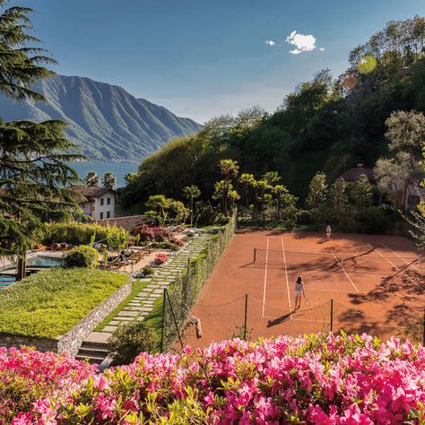 Living the good life - The private tennis court of the Grand Hotel Tremezzo, Lake Como, Italy Grand Hotel Tremezzo, Private Tennis Court, Golf Hotel, Sandiego California, 5 Star Hotel, Most Luxurious Hotels, Lake Como Italy, Como Italy, Garden Oasis