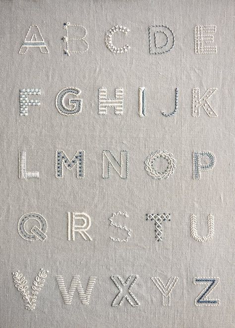 Alphabet Sampler | Embroidery Kit by Purl Soho Learn To Embroider, Embroidered Alphabet, Learning To Embroider, Embroidery Alphabet, Embroidery Sampler, Embroidery Letters, Embroidery Stitches Tutorial, Pola Sulam, Learn Embroidery